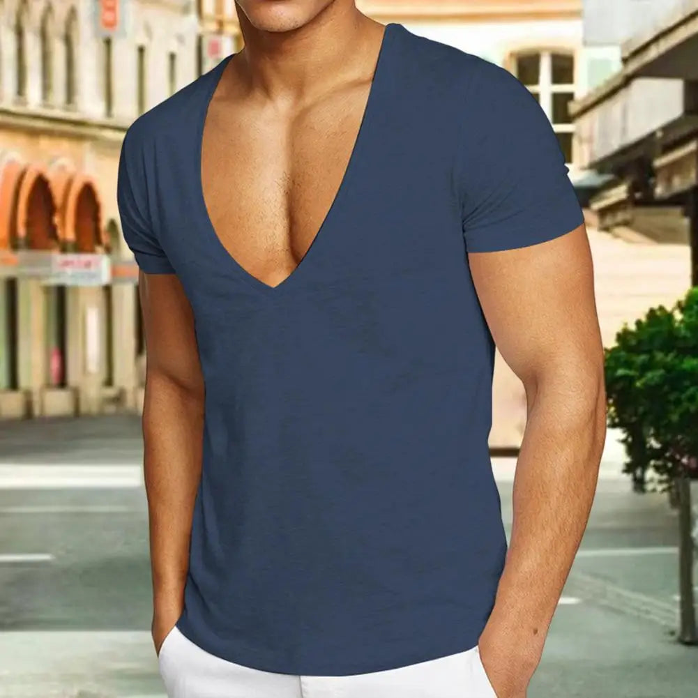 Pulôver Slim Fit Deep V Neck Masculino